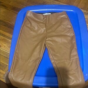 Zara Kids Faux Leather Leggings in Camel Brown